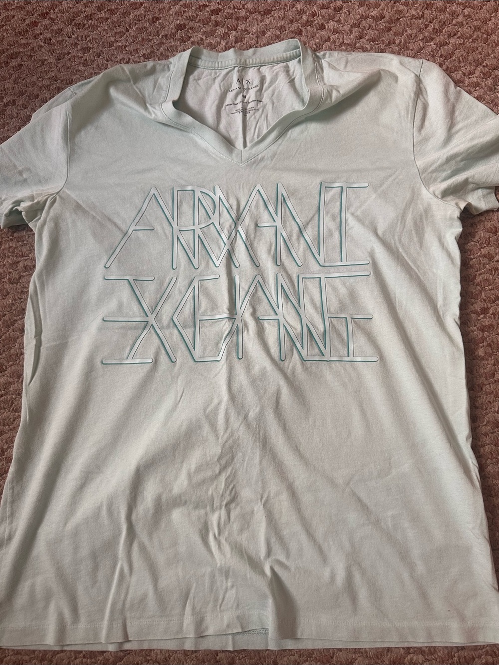 Armani Exchange Light Mint V-Neck Logo Tee